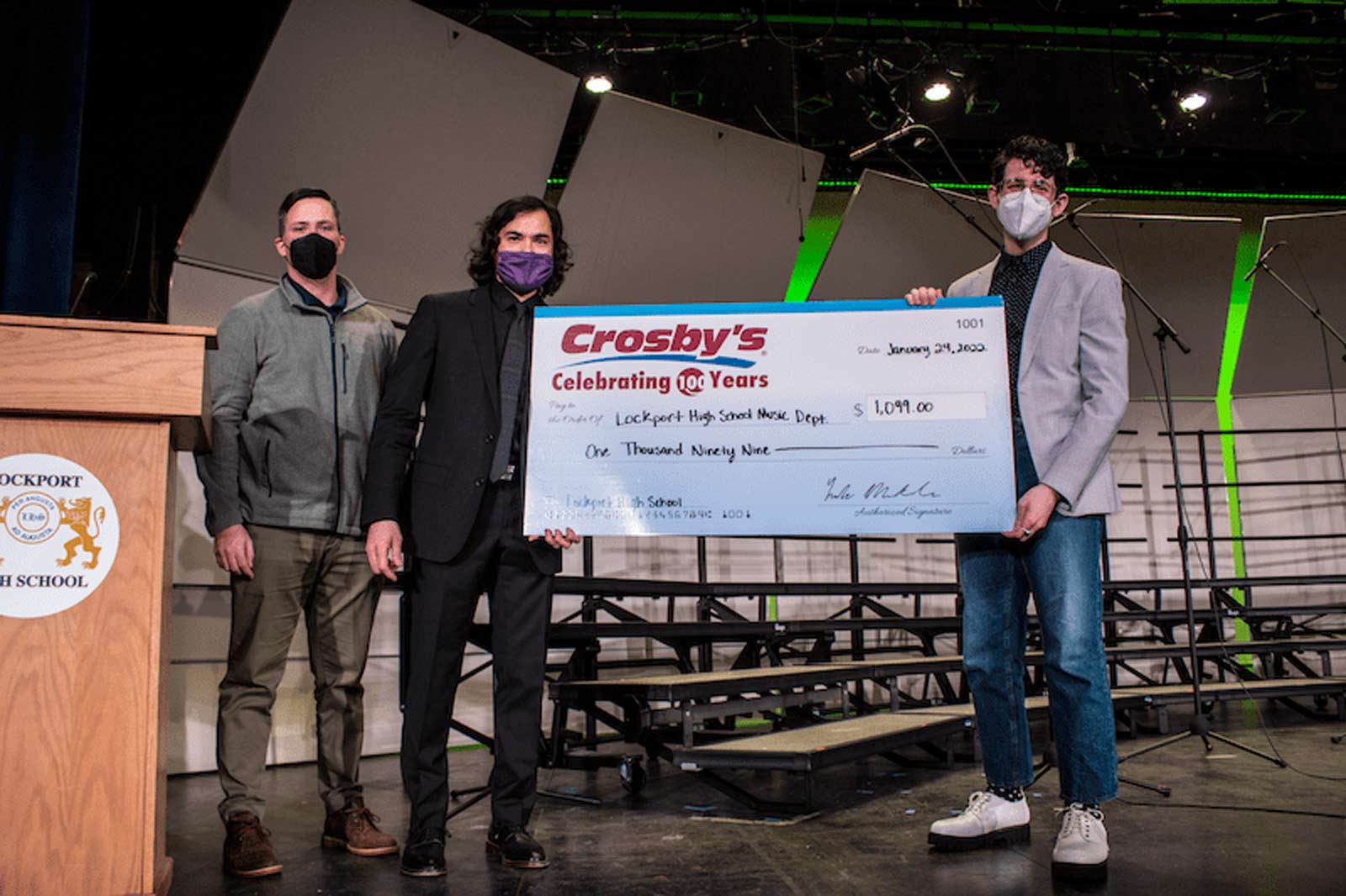 Crosby’s Presented Fundraising Check to LHS Music Department